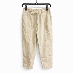 Hard Tail Beige Linen Paperbag Waist Cropped Pants Size Small Made in USA